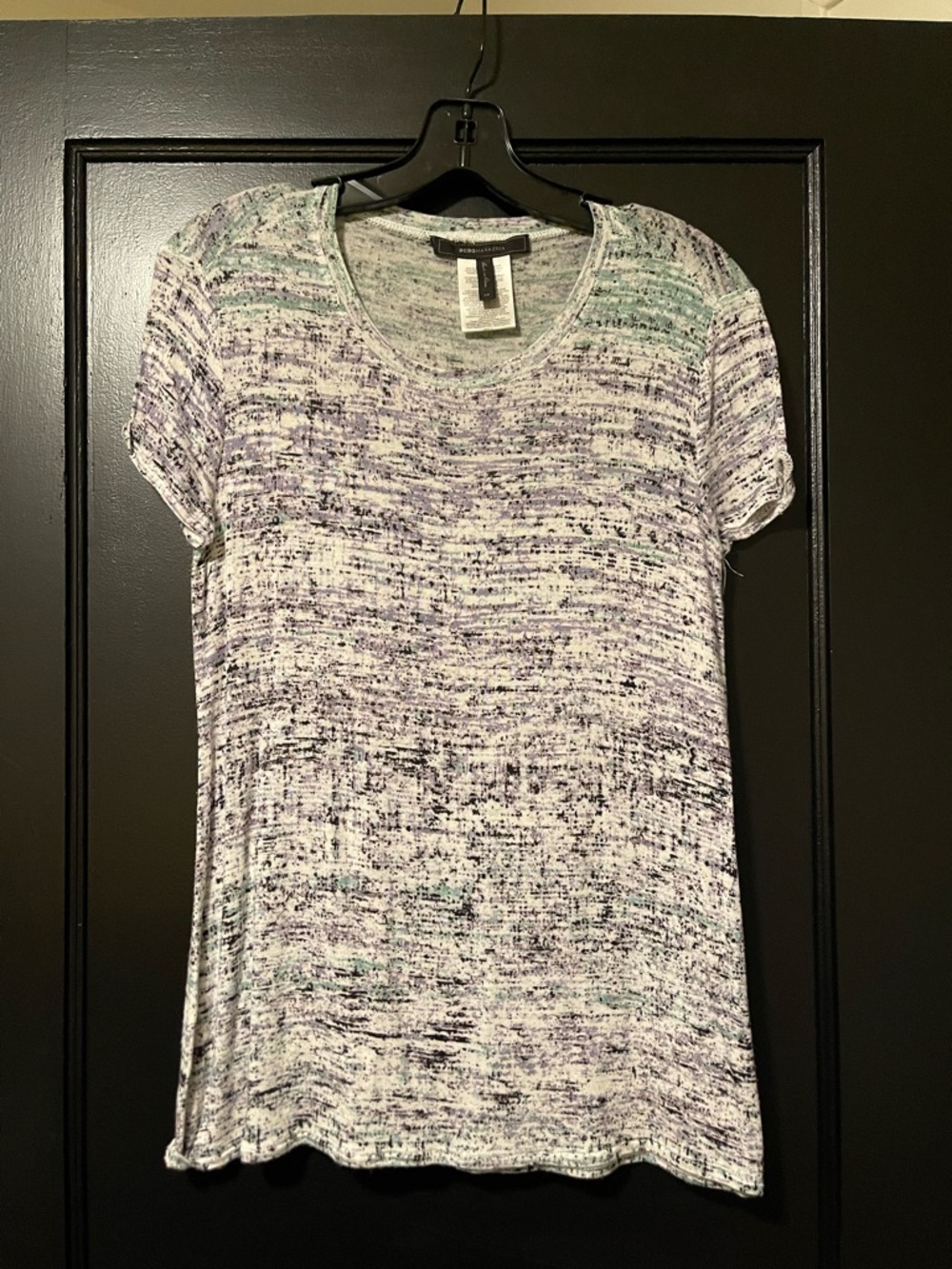 BCBGMaxAzria Mint and Lavender Short Sleeve Scoop Neck Tee